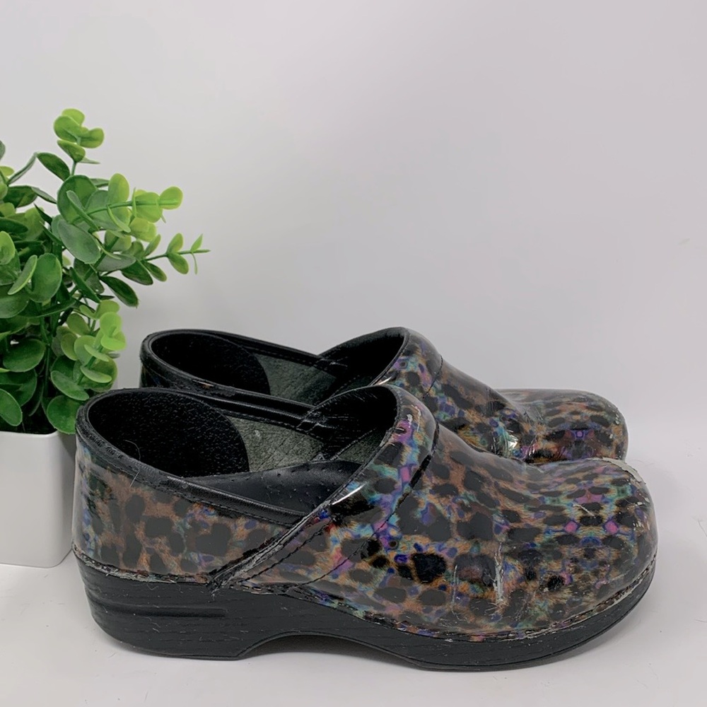 Dansko Leopard Rainbow Print Clogs